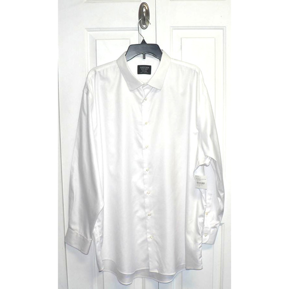 Nordstrom Traditional Fit NonIron Solid Stretch Dress Shirt White 18.5 34-35 $80 - Picture 4 of 6